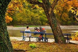 Mother with pram