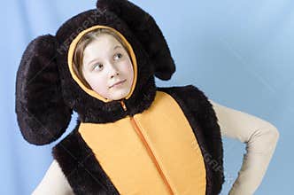 The girl in a suit of Cheburashka