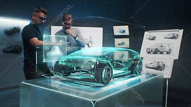 Engineers choose body of car using futuristic augmented reality hologram