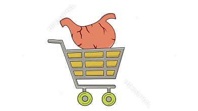 animated video of a trolley carrying a human stomach