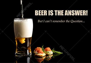 Beer Memes - poring with Caviar and bread, Beer is the answer!