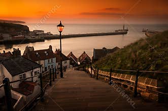 Whitby Steps at Sunset
