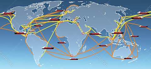 World shipping routes map