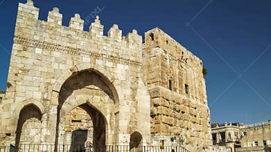 Old Crusader castle in Jerusalem Old City