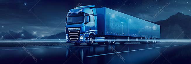 transportation concepts, featuring a stylized truck and intriguing wireframe elements