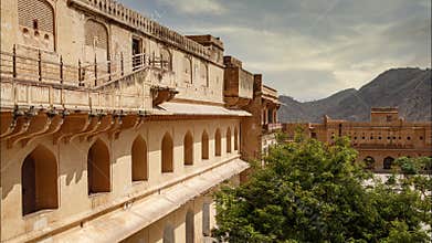Beautiful Amber Fort near Jaipur city in India. Rajasthan