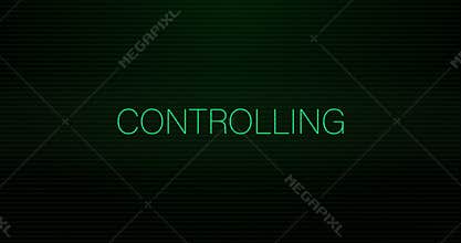 Animation of interference over controlling text on black background