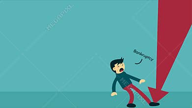 Animated bankruptcy in Business Illustration.