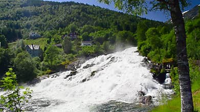 Hellesylt waterfall in Geiranger region, Norway