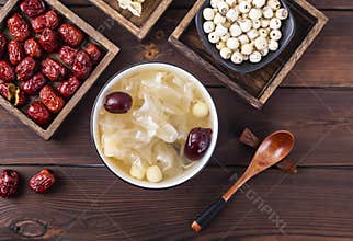 Nourishing red date, white fungus and lotus seed soup