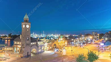 Hamburg Germany time lapse 4K at St. Pauli Landing Bridges LandungsbrÃ¼cken