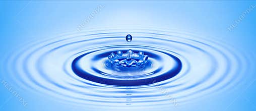 Water drop created ripple and splash