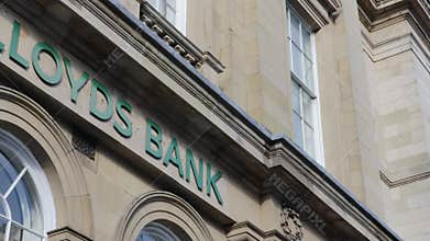 Exterior of Lloyds Bank branch on high street.