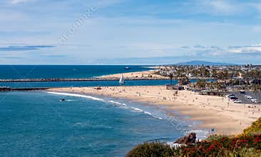 Newport Beach California coastline view on a sunny day