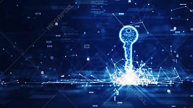 Data code connection technology concept to protect cybersecurity.