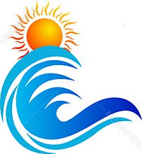 Wave and sun logo