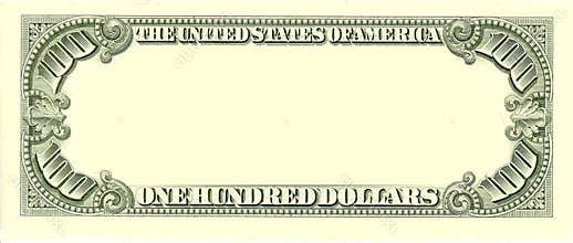 Blank 100 Dollar Bill Reverse Side