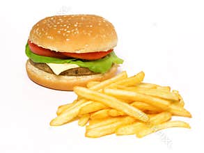 Hamburger and french fries