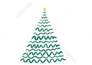 Hand drawn oil brush stroke Christmas tree with star isolated on png or transparent background. Graphic resources for New Year,