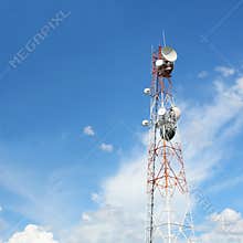 Antenna pole on blue sky