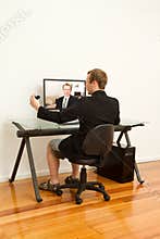 Businessman working from home in casual clothes