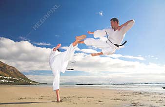 Men practicing Karate