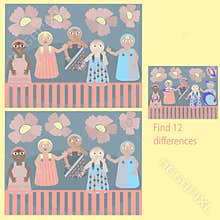in the Funny BABIES for children up to 7 years old rebus, find 12 differences