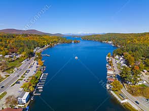 Alton Bay aerial view in fall, NH, USA