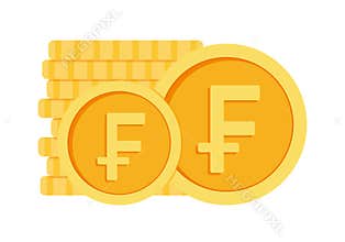 Swiss Franc Coins Money Currency Icon Clipart for Business and Finance in Animated Elements PNG Illustration