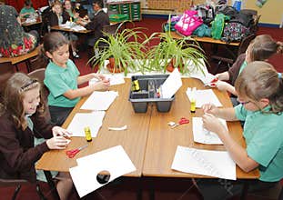 School children in classroom