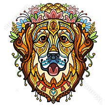 Abstract head of golden retriever dog vector illustration