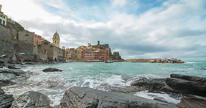 Time lapse of Vernazza, Italy Colorful Cliffside Town of Cinque Terre, Italy.