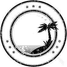 Rubber vector stamp with tropical palm tree