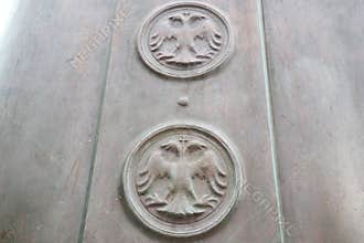 Herceg Novi Montenegro 08.09.2022 Monument to Stefan Tvrtko I king of Bosnia, Dalmatia and Croatia since 1390. Detail on