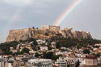 Athens Acropolis Rainbow