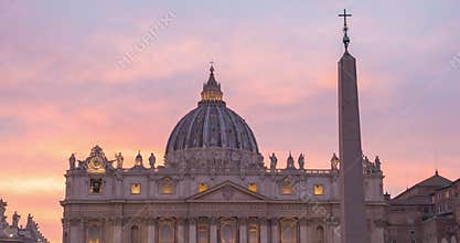 Sunset Time-lapse of Vatican city famous travel and religious tourism landmark.