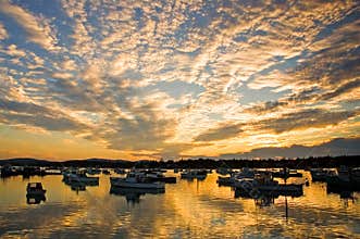 Harbor sunrise and clouds