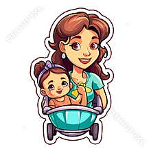 Education and babysitting. Cartoon vector illustration. isolated background, label, sticker