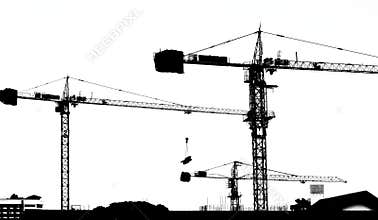 Silhouette crane working building