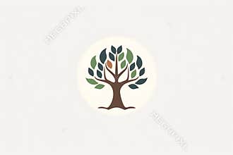 Vintage style cartoon tree logo