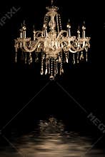 Vintage glass lamp black background