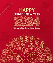 Happy Chinese New Year Banner Card. Vector