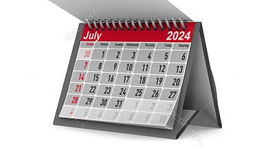 Calendar for 2024 year on white background. Isolated 3D render