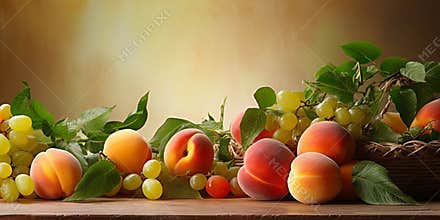 Fresh fruits Healthy food Mixed fruit apricots and peaches Copy space 4