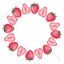 Frame with strawberries, ripe berries, painted in watercolor. Suitable for menus, food illustrations, food, cosmetics