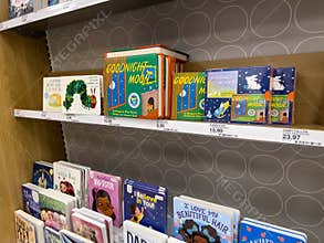 Seattle, WA USA - circa March 20 2023: Close up view of childrens books for sale inside a Target retail store