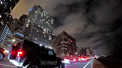 An Evening View Along South Lake Shore Drive on the Chicago Waterfront