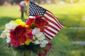Memorial Day Flowers American Flag