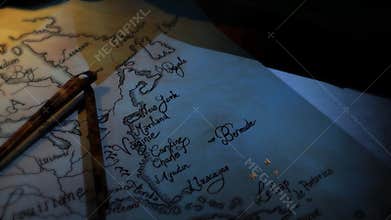 The three caravels navigating toward New World