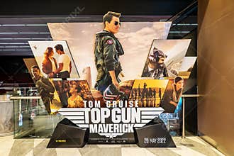 Beautiful standee of a movie called Top Gun Maverick Display at the cinema to promote the